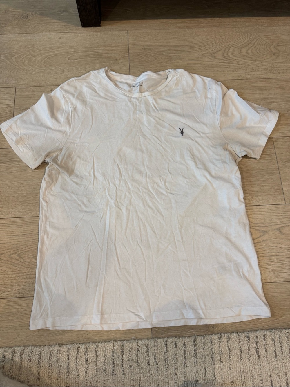 All Saints Men's White Crew Neck T-Shirt with Small Logo